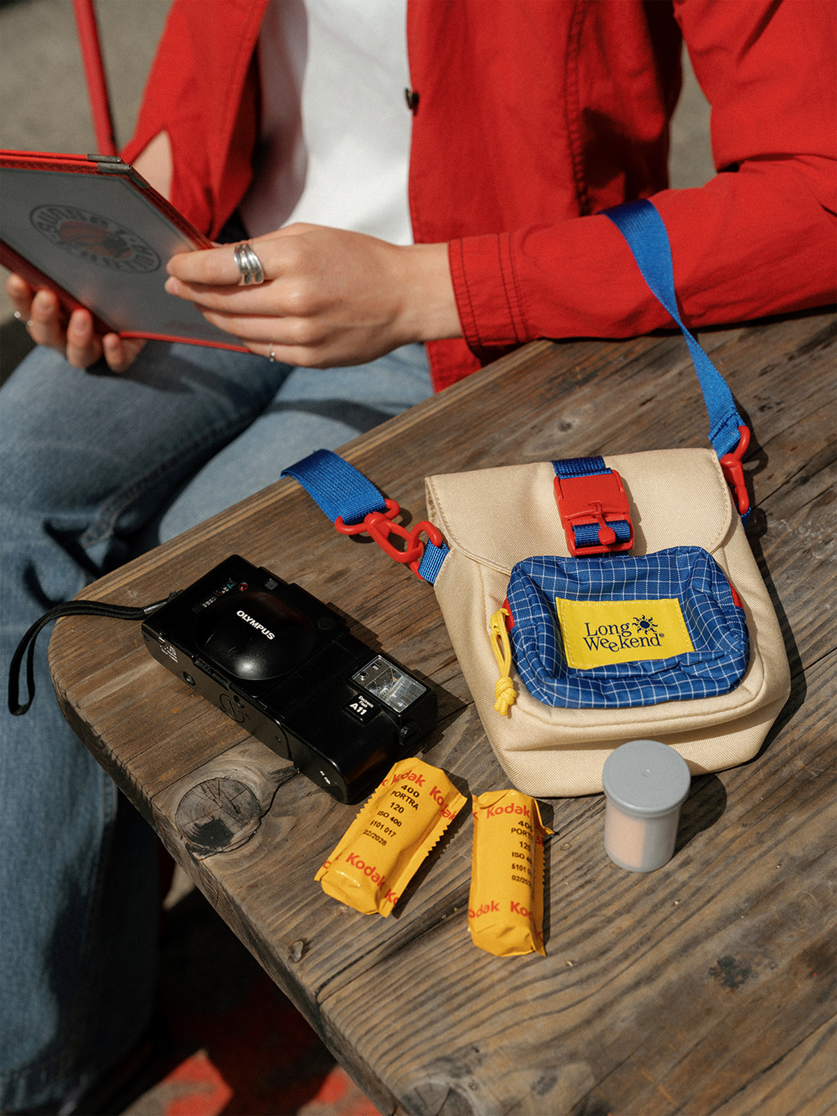 Long Weekend Crossbody Camera Pouch - Creme Multi