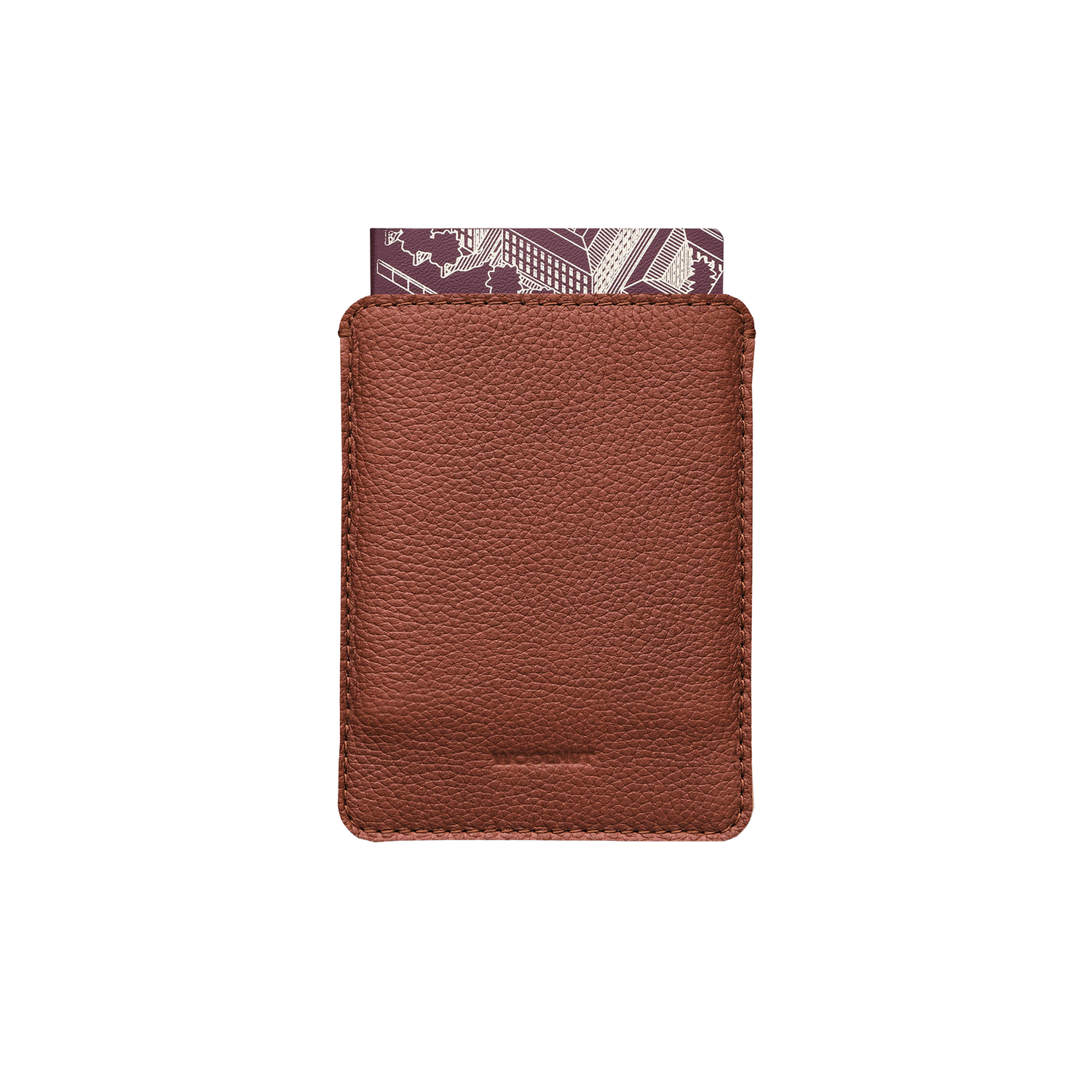 Woolnut Leather Sleeve for Passport - Cognac