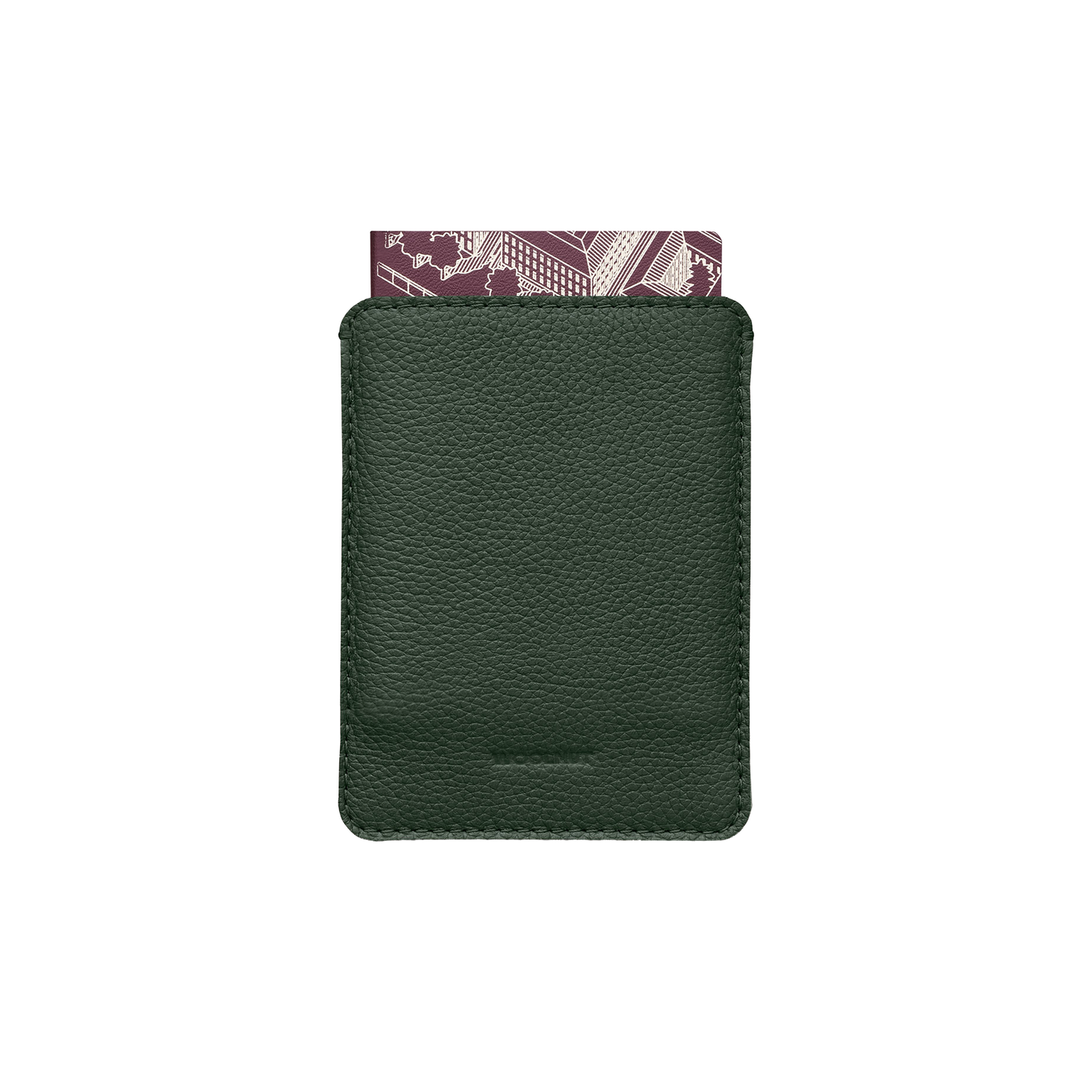 Woolnut Leather Sleeve for Passport - Green