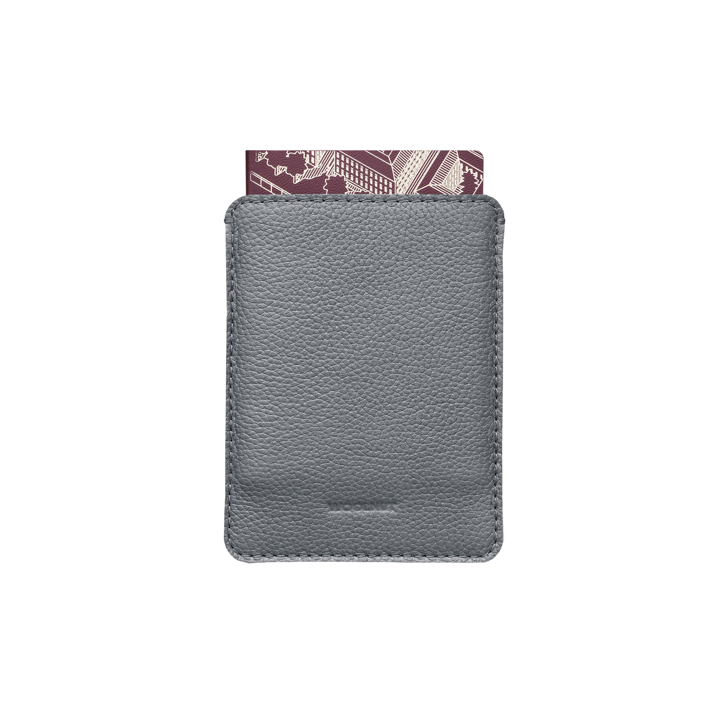 Woolnut Leather Sleeve for Passport - Grey