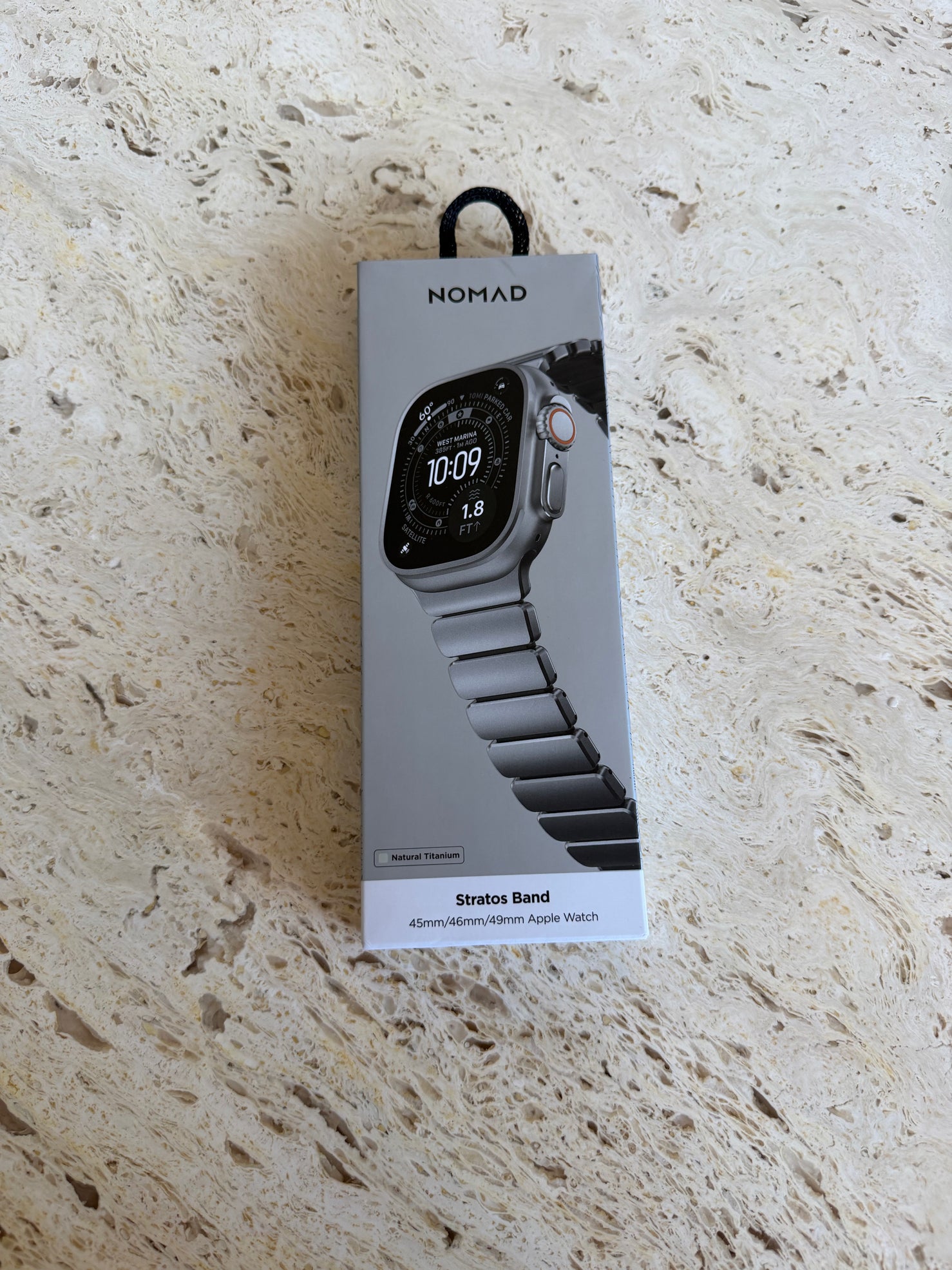 Nomad Stratos Band - 49mm - Natural Titanium - Black - Open Box