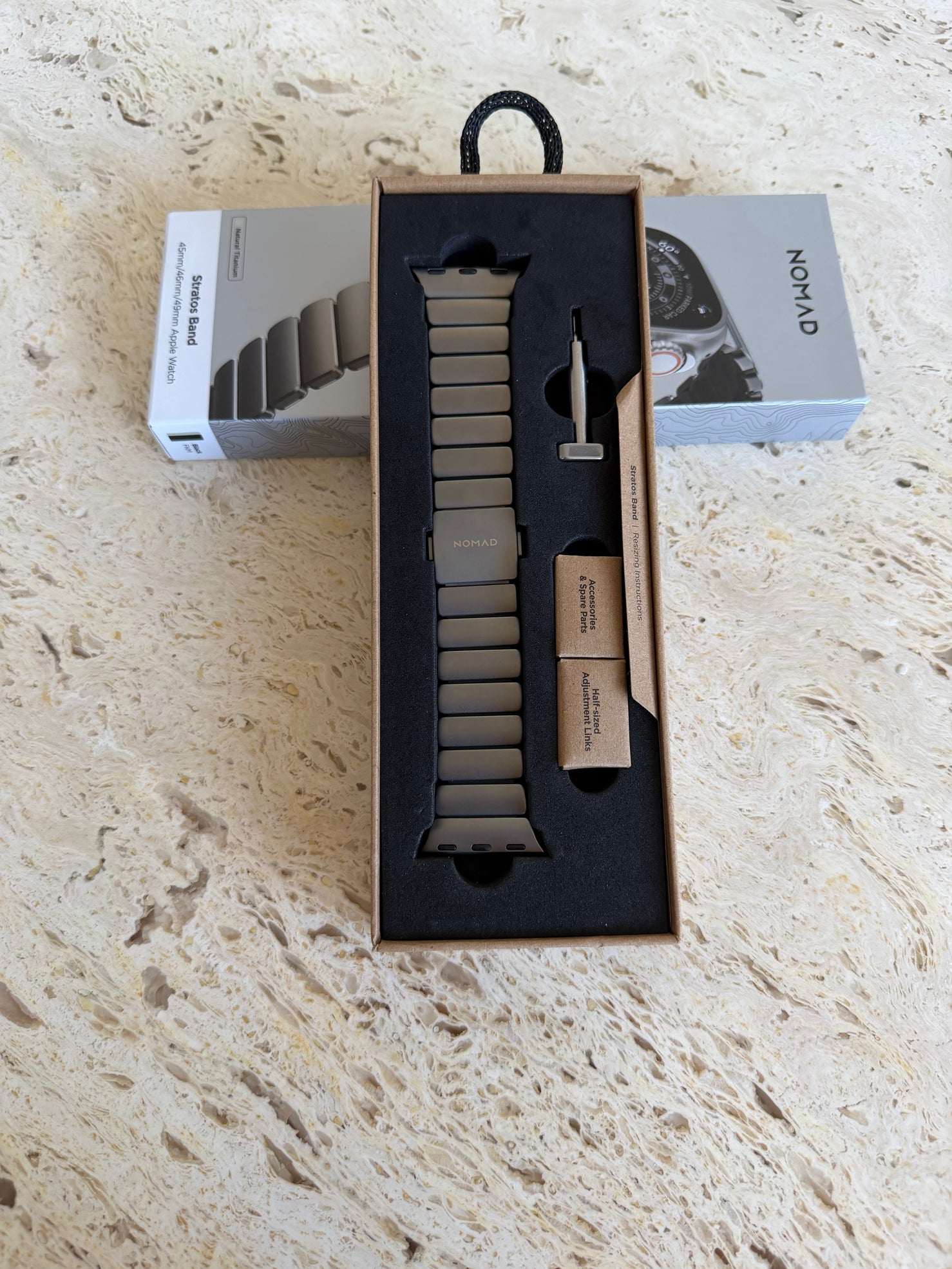 Nomad Stratos Band - 49mm - Natural Titanium - Black - Open Box
