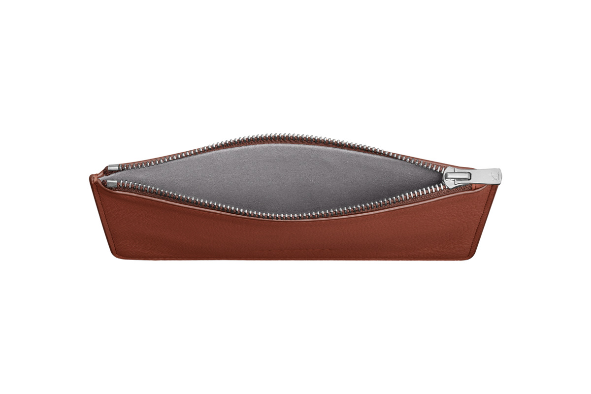 Woolnut Flat Leather Pouch - Cognac
