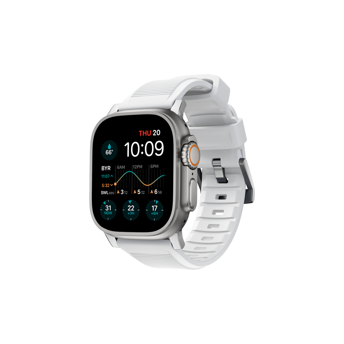 Nomad Rugged Band - 46/49mm - White - Silver Hardware - Limited Edition