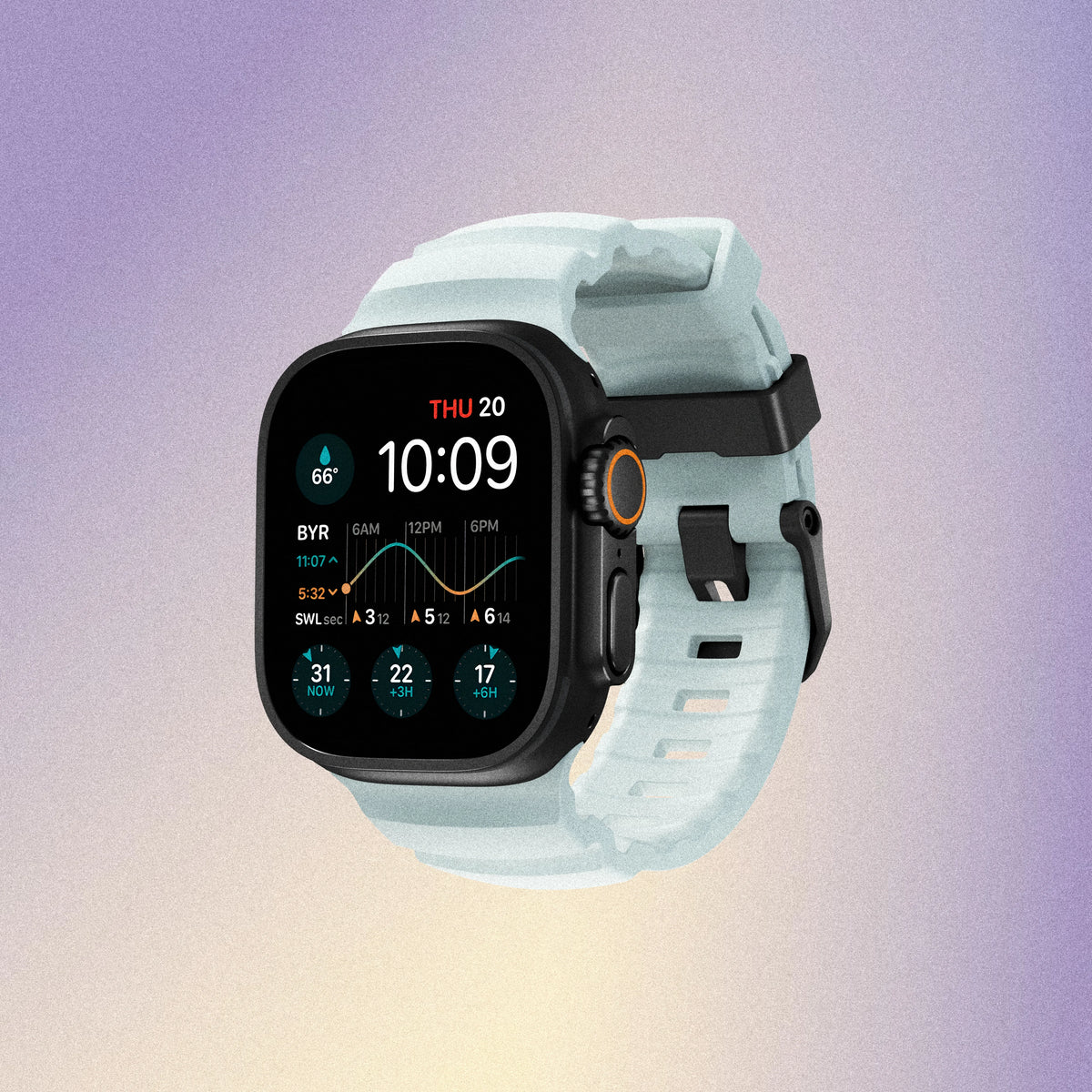 Nomad Rocky Point Band - 46/49mm - Black Hardware - Icy Blue Glow