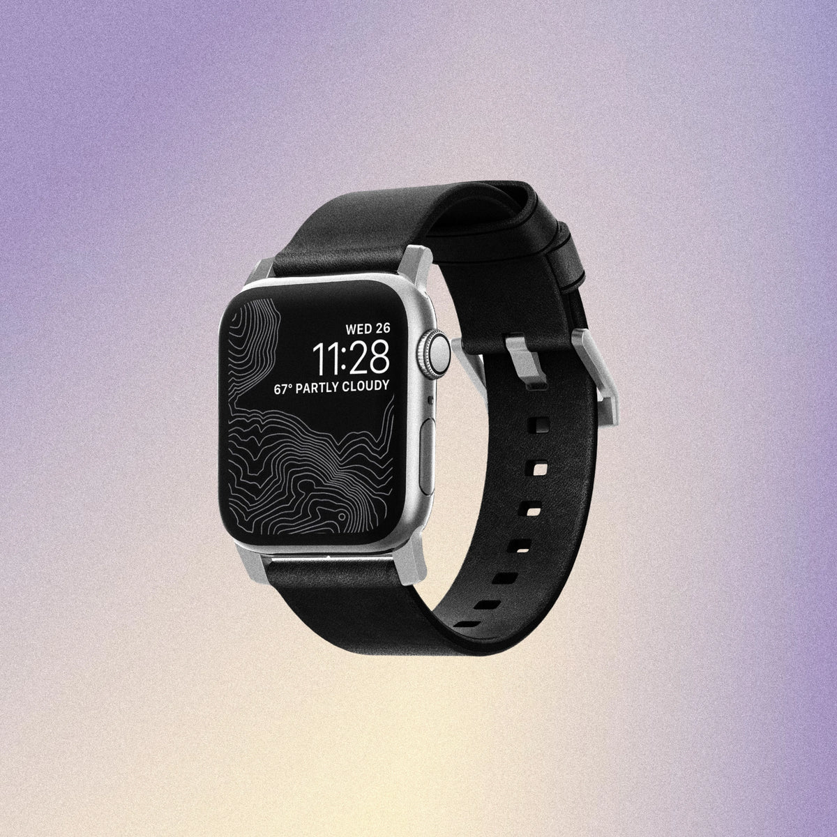 Nomad Modern Band with Horween Leather - 46/49mm - Silver Hardware - Black