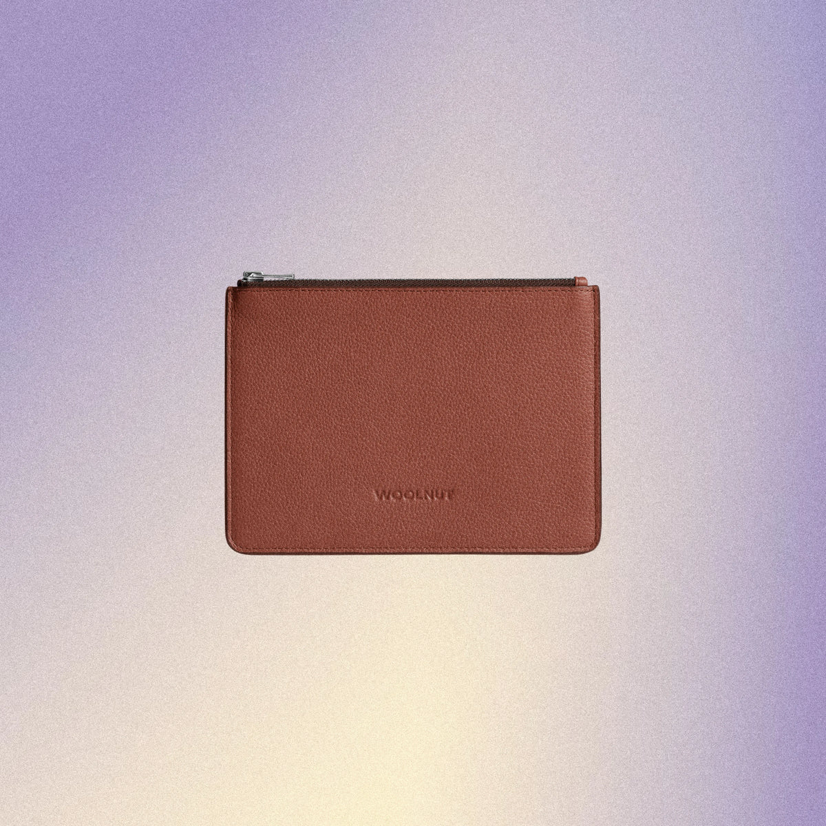 Woolnut Flat Leather Pouch - Cognac