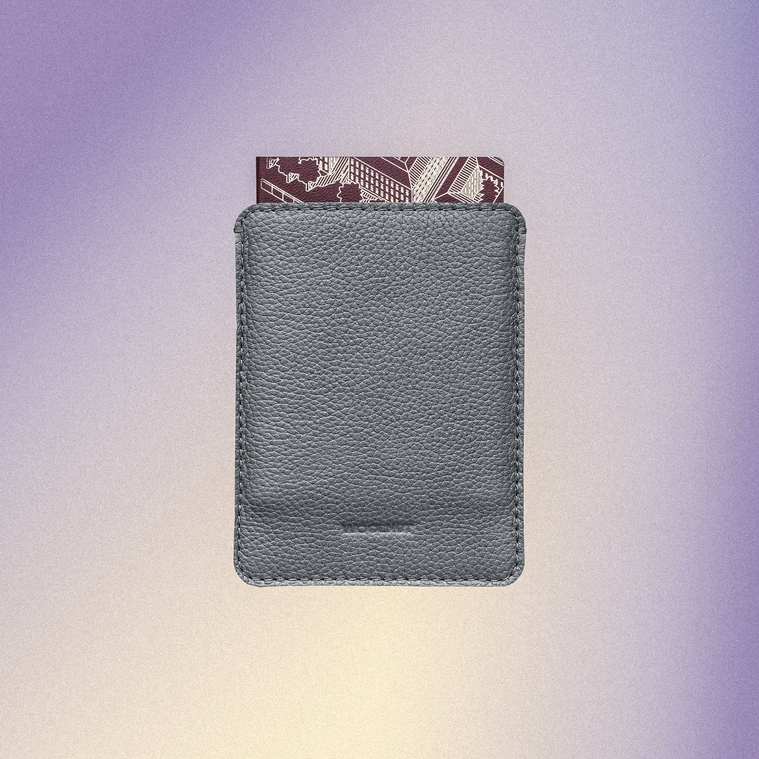 Woolnut Leather Sleeve for Passport - Grey