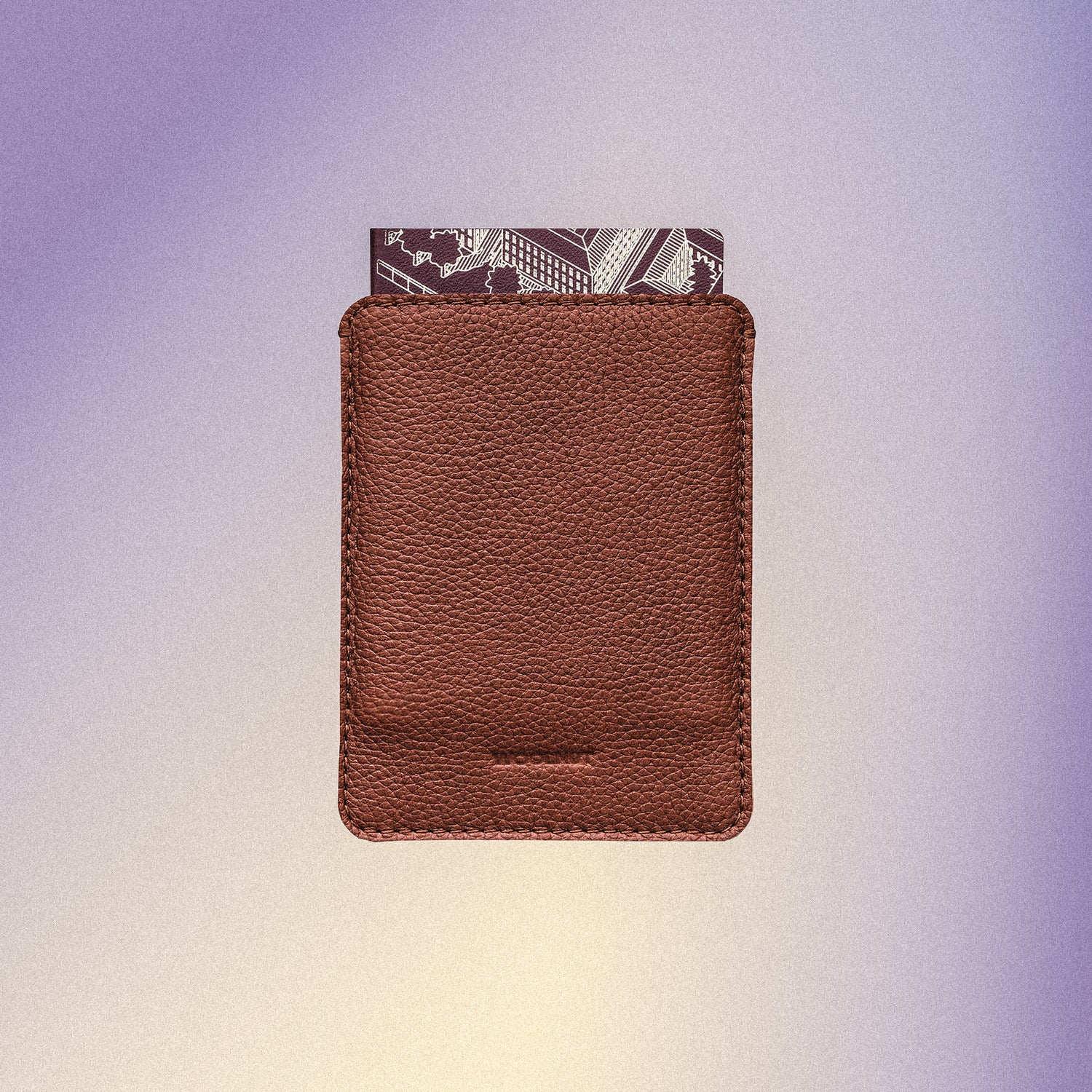 Woolnut Leather Sleeve for Passport - Cognac