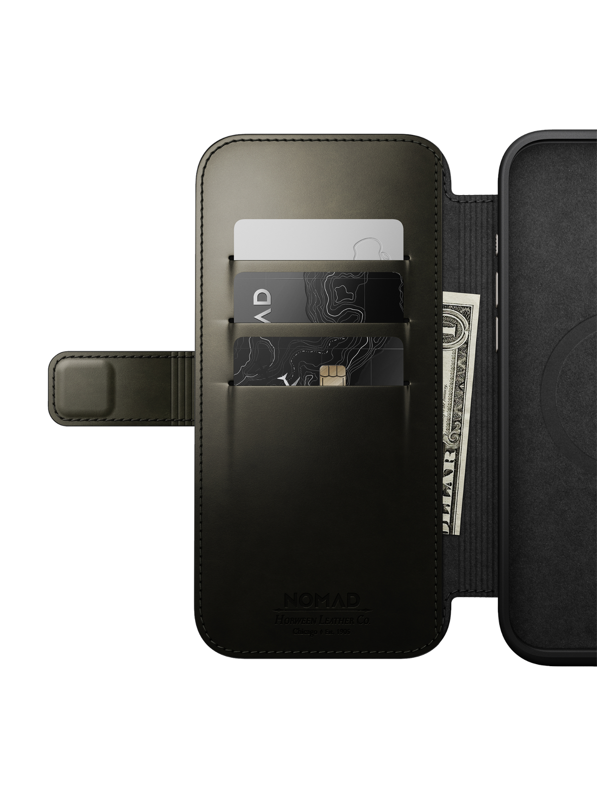 Nomad Modern Leather Folio with Horween Leather for iPhone 16 Pro Max - Green Chrome - Limited Edition